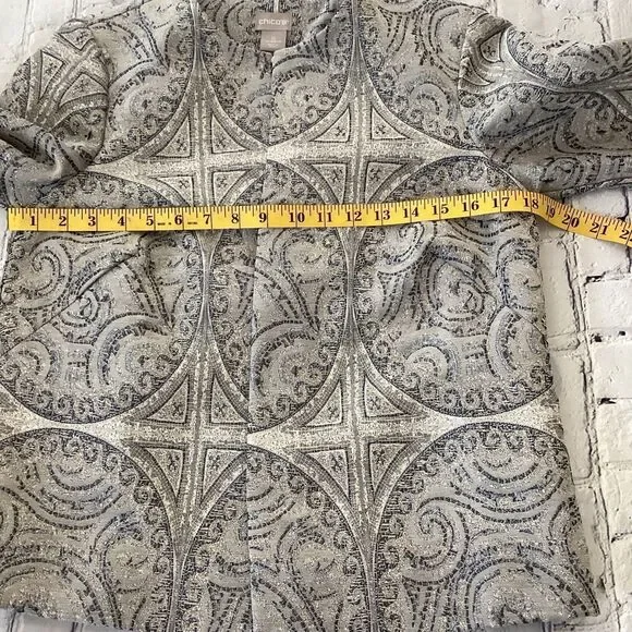 Chico’s Jacket Blazer Women’s Size 0 Multi Color Detachable Faux Fur Sleeves - Picture 8 of 11